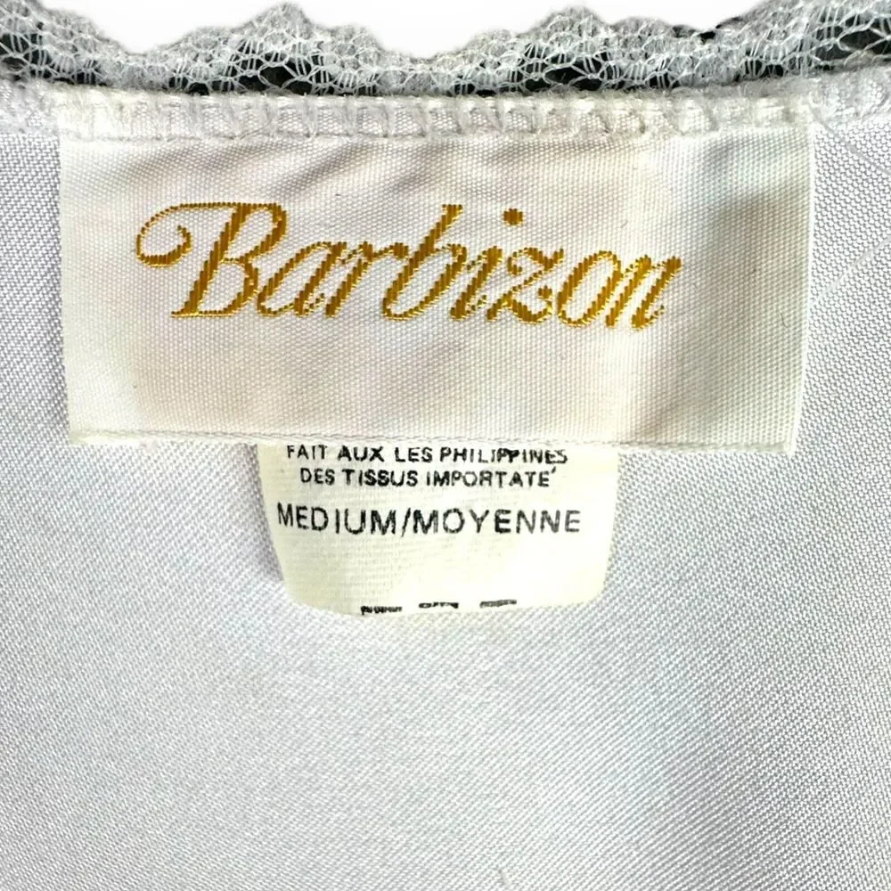 VTG Barbizon Nightgown Women's‎ sz Med Embroidered Ruffle Lace Pearl Button GUC